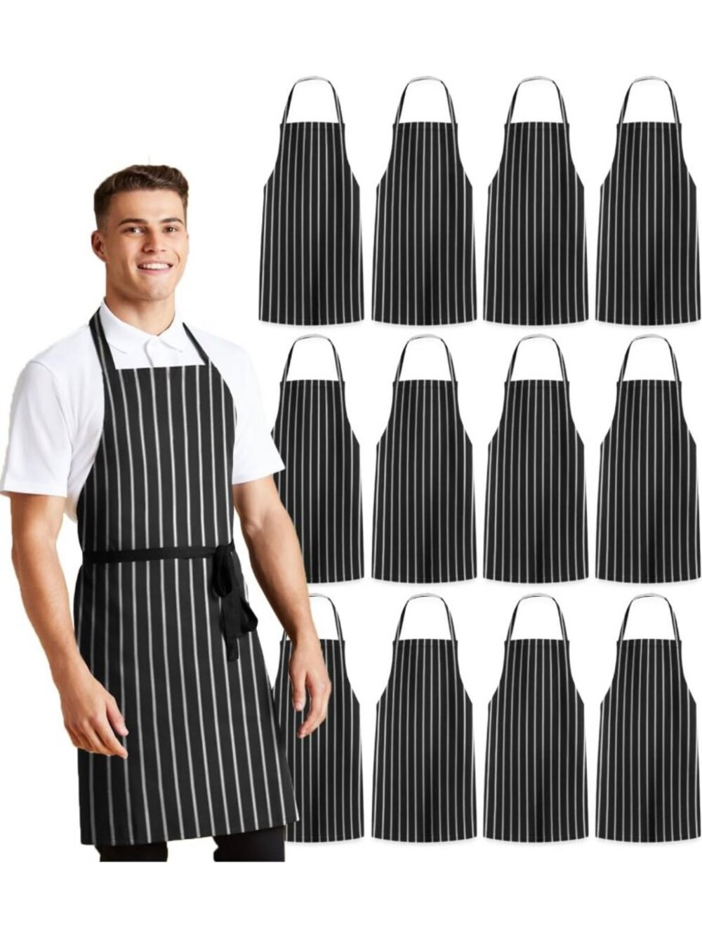 Versatile Chef Apron for Men & Women - 100% Polyester, Extra Long Ties, Cooking